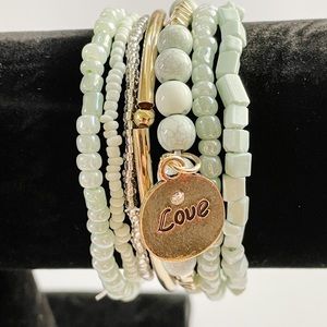 Beaded stretchable stackable charm bracelet